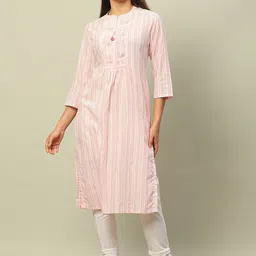 Rangriti Striped Thread Work Cotton Straight Kurta-picture-34
