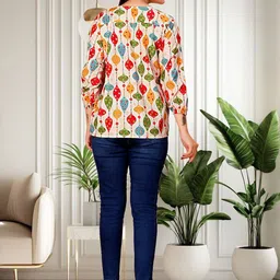 KHANJAN FASHION Women Synthetic Crepe Print Crepe Top image 4