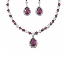 Opal Touch Rhodium-Plated Cubic Zirconia-Studded Jewellery Set image 2