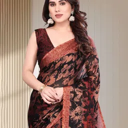 SUPERLAXMI Floral Printed Pure Chiffon Designer Saree image 3