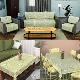 RUBOXA Cream-Coloured Printed Cotton Sofa Cover-picture-38