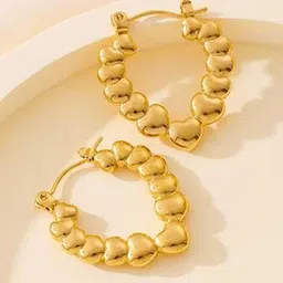 DressBerry Stainless Steel 18K Gold Plated Anti-Tarnish Heart Shaped Hoop Earrings-picture-11