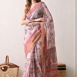 Moda Rapido Women Floral Printed Saree with Unstitched Blouse Piece-picture-32