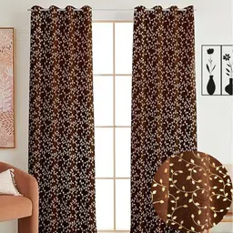 GEET CREATIONS Brown Set of 2 Floral Window Curtain-picture-49