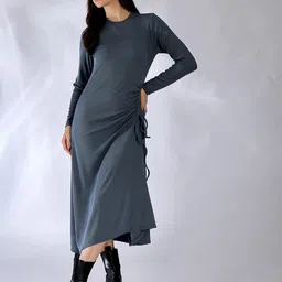 Uptownie Stretchable Ruched Midi Dress-picture-33