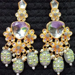 VATSALYA creation Gold-Plated Alloy Artificial Stones Earrings image 1