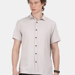 Blu MNKY Men Smart Solid Spread Collar Slim Fit Casual Shirt-image-15