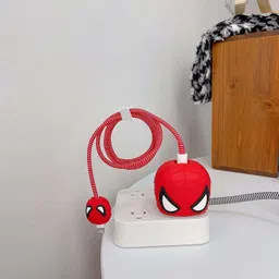 ZimniasO Charger Cover for iPhone 18W-20W Adapter, Cute 3D Cartoon Spiderman, USB Spiral Cable Protector image 3