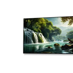 nestroots Black Canvas Framed Enchanted Forest Waterfall Pink Serenity Wall Painting(24X48 Inch) image 5