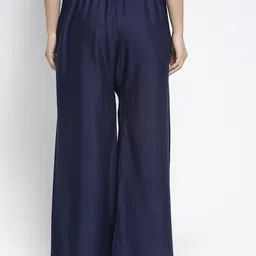 Jinfo Women Red & Navy Blue Set Of 2 Flared Knitted Ethnic Palazzos image 5