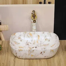 nexis Premium Designer Ceramic Wash Basin(18x13x5 ) N/108 Table Top Basin image 2