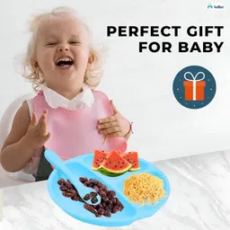 funblast Silicone Suction Plate with Compartments & Spoon – BPA-Free Baby Feeding Set - Silicone image 5