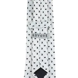 kavove KOVOVE Men White & Black Printed Broad Tie image 5