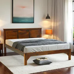 woodsworth from pepperfry Assens Sheesham Wood King Size Bed In Provincial Teak Finish image 1