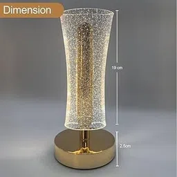 seva Crystal LED Table Lamp with Golden Base | Decorative Bedside Night Lamp | Night Lamp image 3