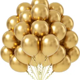 shree shantinath collection Solid Golden Balloons - 25 Pcs Metallic Golden For Birthday Balloon-picture-18