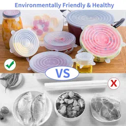 aric Silicone Stretch Lids Zero Waste Reusable Silicon Container Lid 2.6 inch, 3.7 inch, 4.6 inch, 5.7 inch, 6.5 inch, 7.8 inch Lid Set image 3
