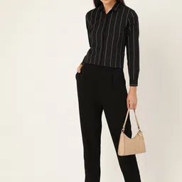 hancock Women Slim Fit Striped Spread Collar Formal Shirt image 2