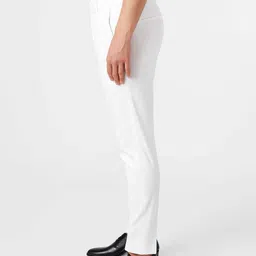 valenor Men Slim Fit White Cotton Blend Trousers image 2