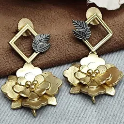 VANSHIKA JEWELS Silver-Plated Brass Agate Drop Earrings image 2