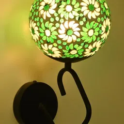 SOMIL Green Printed Cylinder Shaped Glass Wall Lamp-image-1