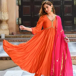 Anni Designer Gotta Patti Anarkali Kurta With Trouser & Dupatta image 3