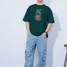 MaverIQ Men Graphic Printed Round Neck Cotton Oversized T-shirt image 3