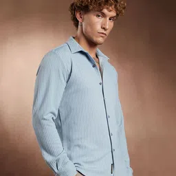 Campus Sutra Comfort Rope-Striped Tactile Self Design Regular Fit Casual Shirt image 3