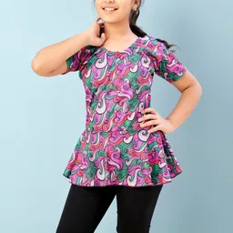 Muhuratam Girls Sports Wear Purple-Black Colour Abstract Print Nylon Swim Suit-picture-37