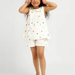 Somersault Girls Embroidered Peter Pan Collar Pure Cotton Top With Shorts-picture-40