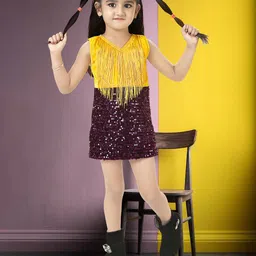 Miss & Chief Girls Embellished Fringed A-Line Party Dress-picture-52