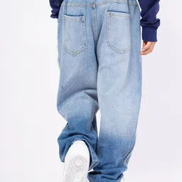 LULU & SKY Girls Relaxed Fit High-Rise Low Distress Heavy Fade Jeans image 2