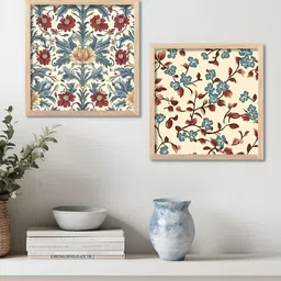 WALLLANE Brown & Blue 2 Pieces Wooden Floral & Botanical Wall Art-picture-19