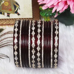 TAJ BRIDAL STORE Set Of 6 Rhinestones -Studded Bangles image 1
