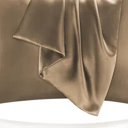 DEHMAN Brown 2 Pieces Pure Silk Square Pillow Covers-picture-41