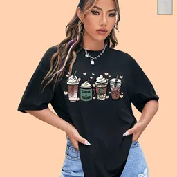 Dreambe Women 2 Printed Extended Sleeves T-shirt-image-99