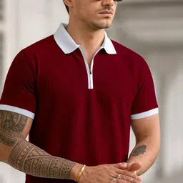 COMBRAIDED Men Polo Collar Polyester PU Coated T-shirt image 3