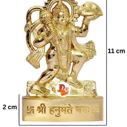 DARIDRA BHANJAN Gold-Toned Hanuman Ji Idol Religious Idol Showpiece image 3