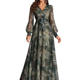 4WRD by Dressberry Women Abstract Printed Full Sleeves Maxi Dress-picture-23