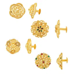 DIVASTRI Set of 4 Gold-Plated Circular Studs Earrings image 1
