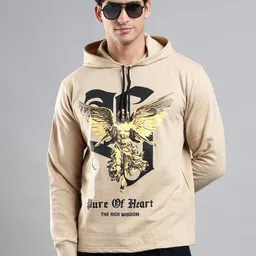 LEWEL Men Printed Hooded Sweatshirt image 4