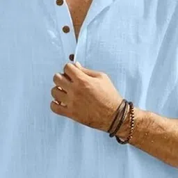 EdinWolf Men Mandarin Collar Roll-Up Sleeves Short Kurta image 2