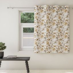 DDecor Beige & White Floral Printed Room Darkening Window Curtain-picture-48