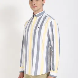Tommy Hilfiger Men Button-Down Collar Vertical Striped Cotton Casual Shirt image 3