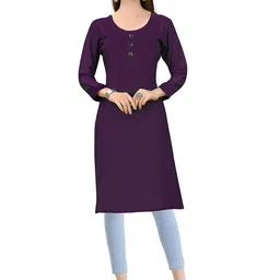 Coft Round Neck Regular Sleeves Straight Kurta-image-0