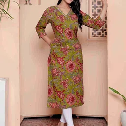 NAVYAAZRI Women Floral Printed Thread Work Kurta image 4