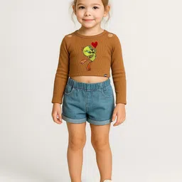 YK X Minute Mirth Girls Tweety Embroidered Cotton Crop Top-image-82