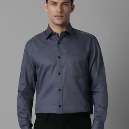 Louis Philippe Men Classic Spread Collar Solid Cotton Formal Shirt-picture-36