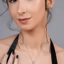 STYOLLO Silver Plated American Diamond Studded Contemporary Pendant With Chain-picture-21