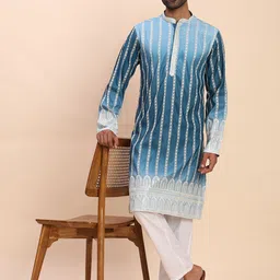 Pro-Ethic STYLE DEVELOPER Striped Embroidered Pure Cotton kurta With Pant set image 3